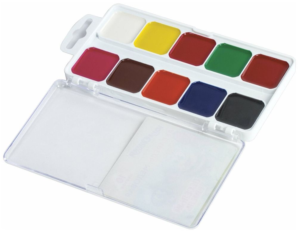 Краски акварельные ЮНЛАНДИЯ "ВЕСЁЛЫЙ ШМЕЛЬ", медовые, 10 цветов, КЛАССИЧЕСКИЕ, пластик, 191323