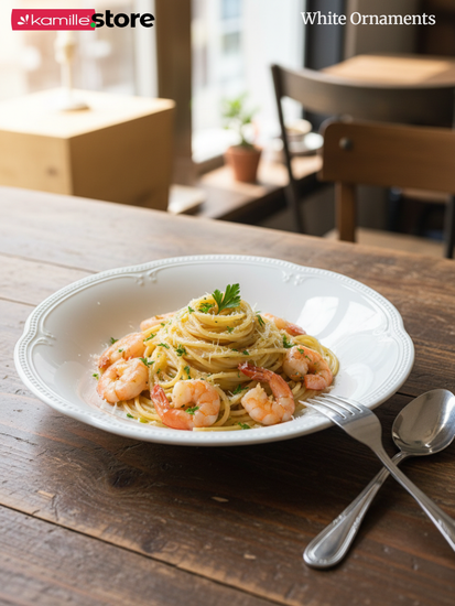 Тарелка глубокая 22,5х4 см. фарфор "White Ornaments"