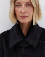 Пальто на поясе из альпака и шерсти черный