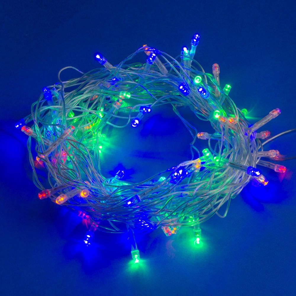 ULD-S1000-090-STA MULTI IP20 Гирлянда светодиодная. 10м. 90 светодиодов. Разноцветный свет. Провод прозрачный. ТМ Uniel