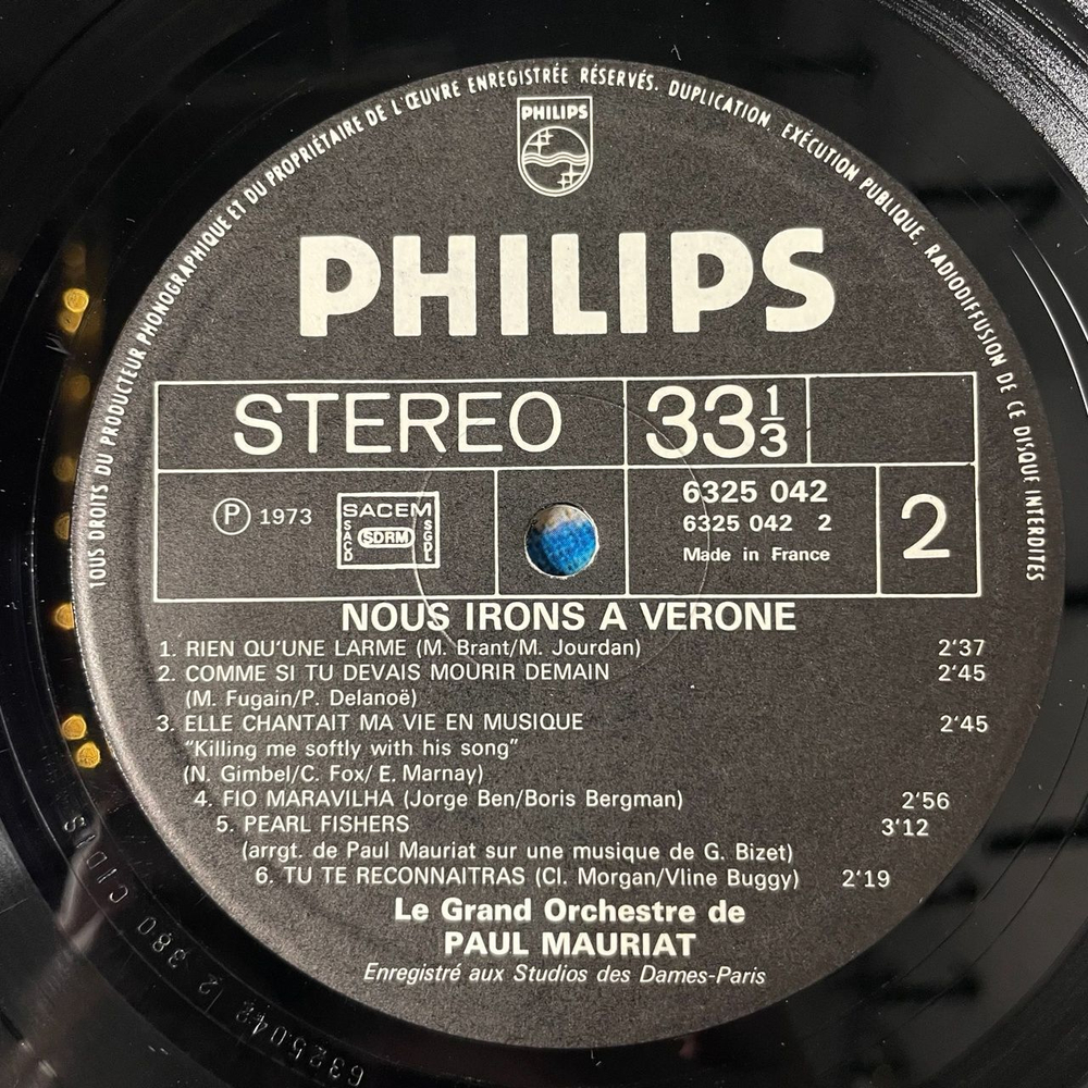 Винтажная виниловая пластинка LP Le Grand Orchestre De Paul Mauriat Nous Irons A Verone Поль Мориа (France 1973)