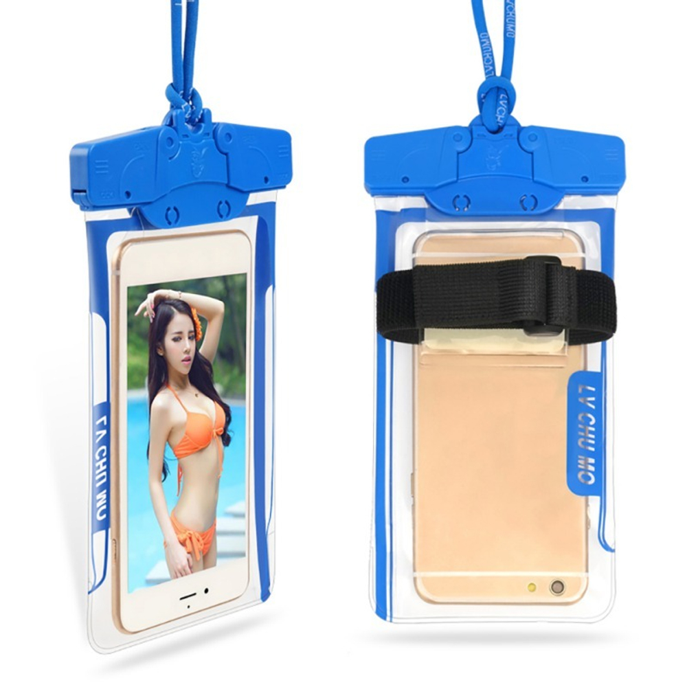 Водонепроницаемый чехол для смартфона DF Water-01 blue