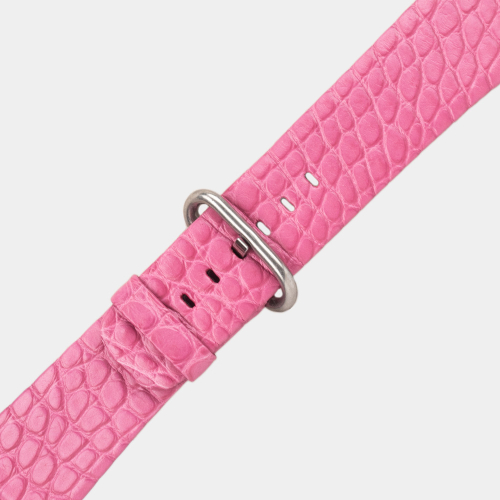 Ремешок для Apple Watch 44/45/46 mm из кожи аллигатора, розового цвета