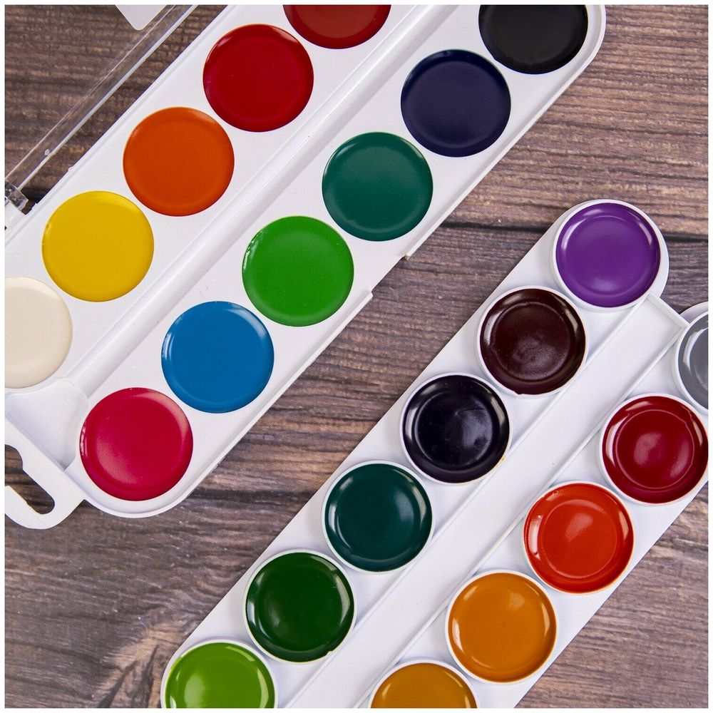 Краски акварельные ЮНЛАНДИЯ "ЮНЫЙ ВОЛШЕБНИК", медовые, 24 цвета, КЛАССИЧЕСКИЕ, пластик, 191325