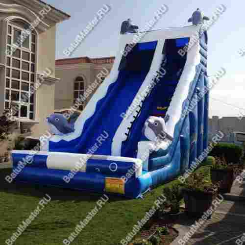 Надувной батут-горка "Путешествие дельфинов", 7,5*4*6 м