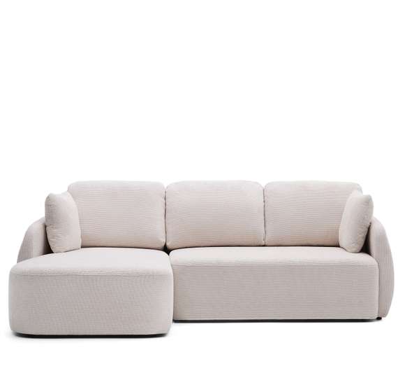 Трехместный диван-кровать Laira 246 см с левым шезлонгом, шенилл цвета экрю