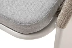 "Лион" стул плетеный из роупа, каркас алюминий светло-серый (RAL7035) муар, роуп серый меланж круглый, ткань светло-серая