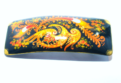 Заколка с ручной росписью Палех "Жар-птица" №2