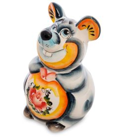 ГЛ- 624 Копилка «Мышь» бол. цв. (Гжельский фарфор)