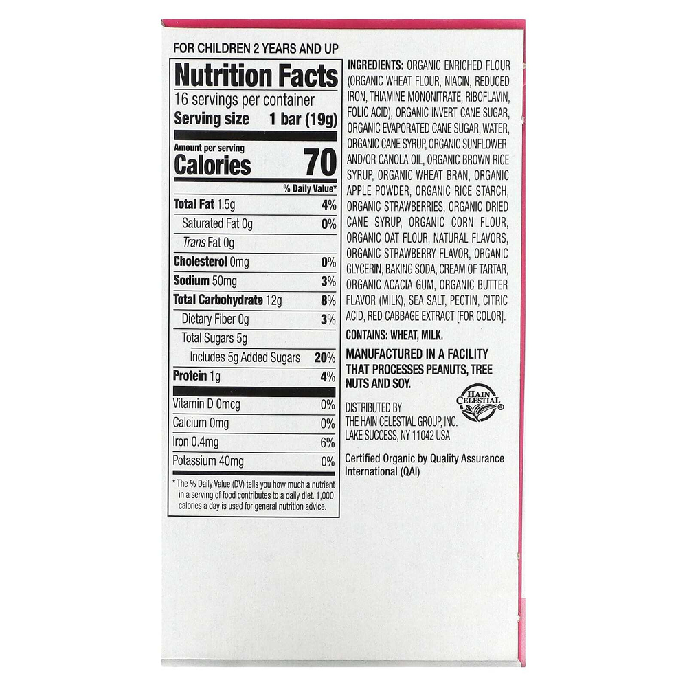 Earth's Best, органические батончики-снеки от Sunny Days, для детей от 2 лет, клубника, 16 батончиков по 19 г (0,67 унции)