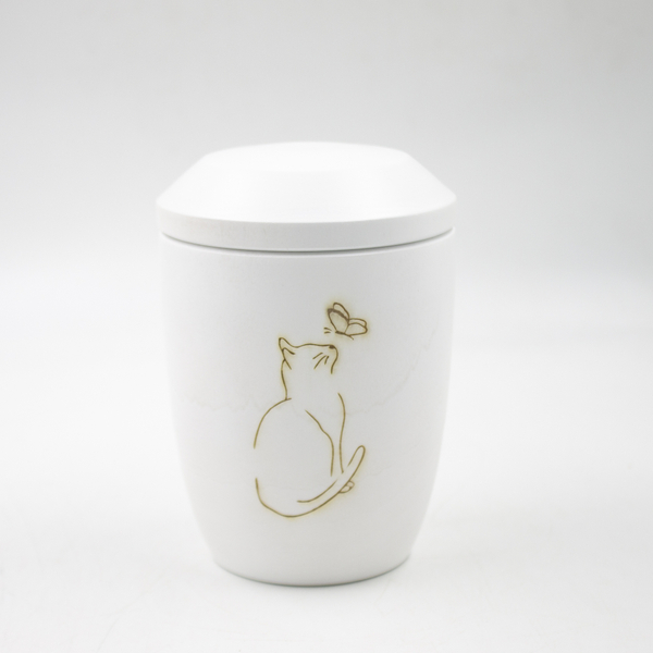 Урна для праха животных "Камелия" мини Лазер Кошка белая