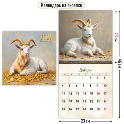 Календарь на скрепке 230х230 2027 "Символ года" 10097 (Квадра)