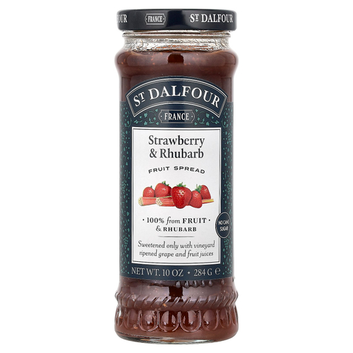St. Dalfour, Strawberry & Rhubarb, Deluxe Strawberry & Rhubarb Spread,  10 oz (284 g)