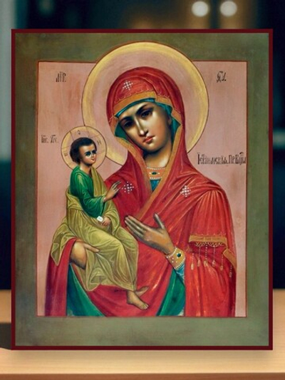 Иерусалимская икона Божией Матери деревянная на левкасе
