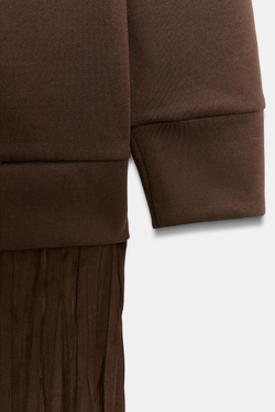 ZARA КОНТРАСТНОЕ ПЛАТЬЕ, КОРИЧНЕВЫЙ