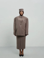 Юбка макси с разрезом спереди, Коричневая