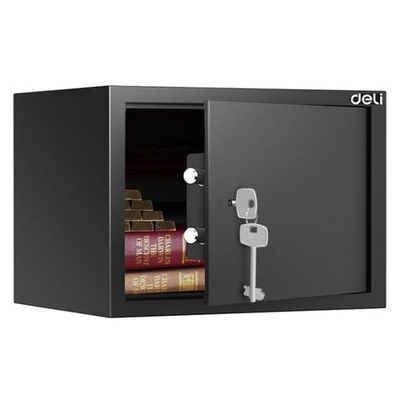 Сейф мебельный DELI "ET562" ключевой замок, 350х250х250 мм, 7,7 кг, черный