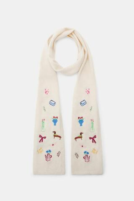 ZARA ШАРФ С ВЫШИВКОЙ, ЭКРЮ