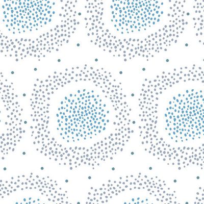 Buy abstract fabric hand drawn polka dot big spot loops white blue