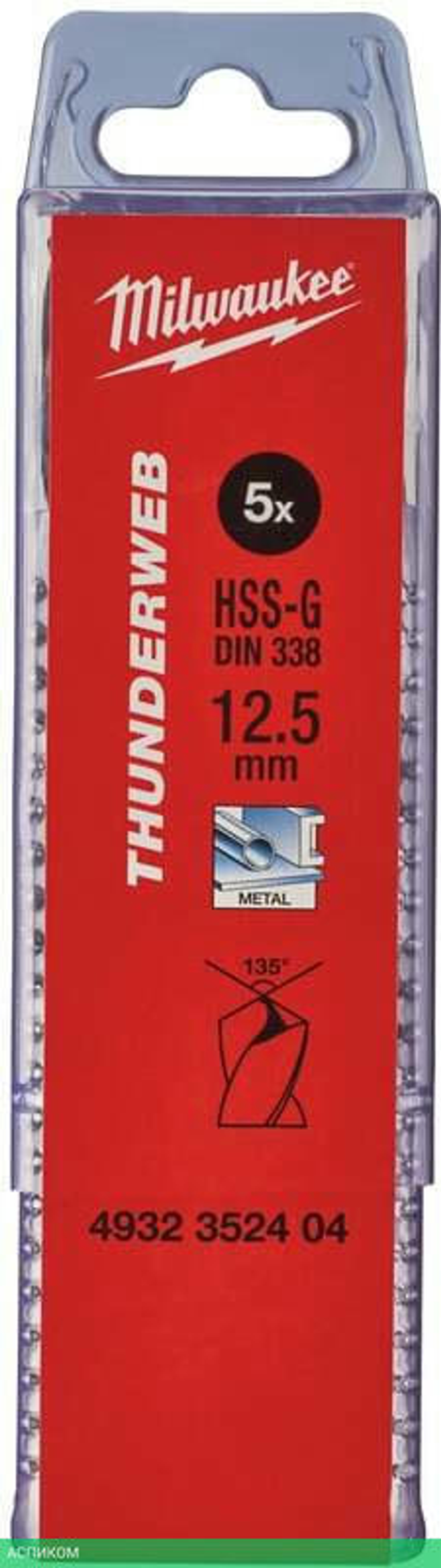 Сверло по металлу Milwaukee Thunderweb HSS-G 12.5x151мм 5шт (4932352404)