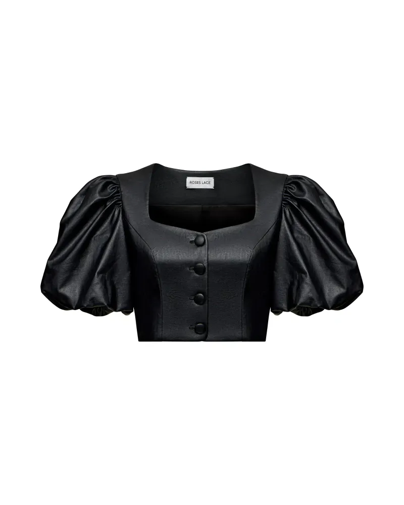 Шанель-Эви (Chanelle-Evie), комплект топ и брюки-шаровары из черной экокожи