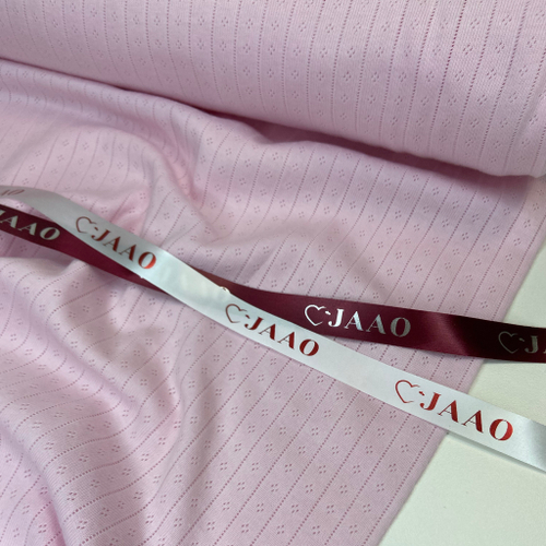 Ажурная рибана точки/полосы розовая