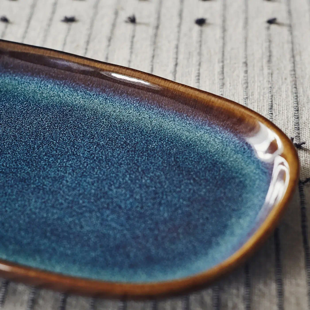 Тарелка декоративная IKEA GLADELIG (ГЛАДЕЛИГ), Синий, 20x13 см