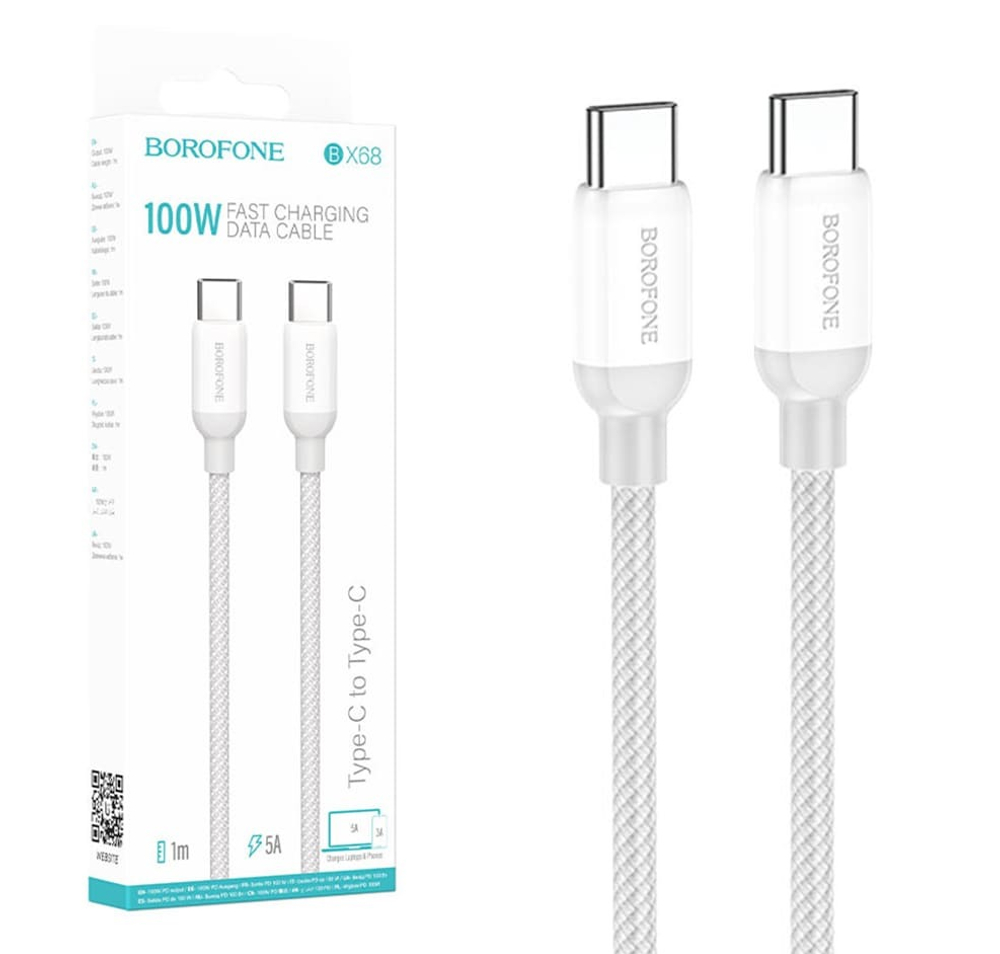 Кабель TypeC - TypeC BOROFONE BX68 100W (серый) 1м