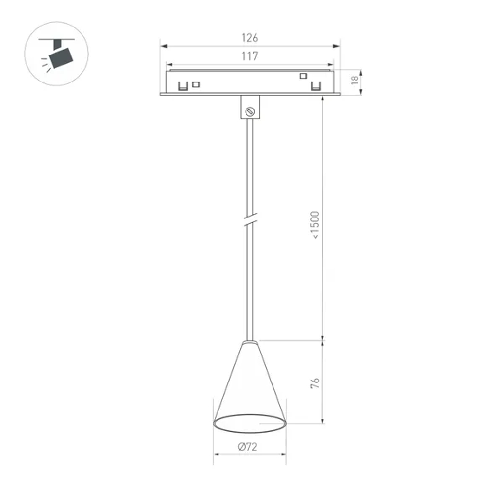 Светильник MAG-ORIENT-CONE-HANG-7W Warm3000 (BK, 40 deg, 48V) (Arlight, IP20 Металл, 3 года) 037370