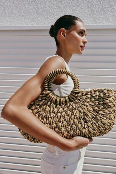 ZARA ПЛЕТЕНАЯ СУМКА-КОРЗИНА, ДВУХЦВЕТНЫЙ
