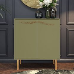 Комод Арт Колор matte Стайл Голд с 2 полками Зеленая олива матовый
