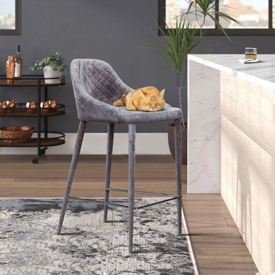 Стул полубарный Douglas, бархат серый