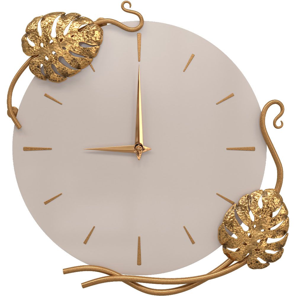 Часы настенные Monstera Deliciosa (Монстера) Колор Серый агат Амбер