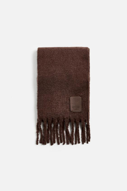 ZARA ШАРФ С РЕЛЬЕФНЫМ УЗОРОМ, БАКЛАЖАНОВЫЙ