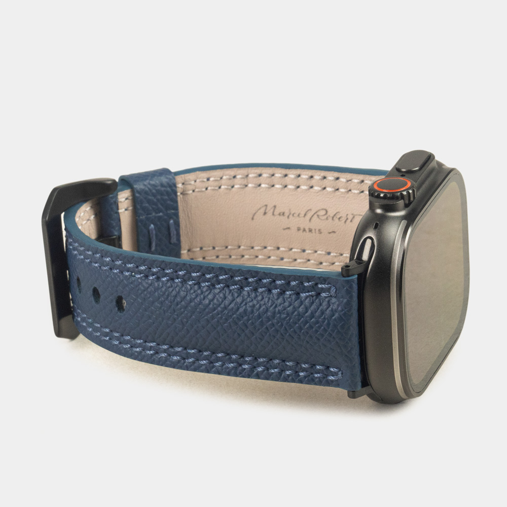 Ремешок для Apple Watch Ultra 49mm из кожи Saffiano синего цвета
