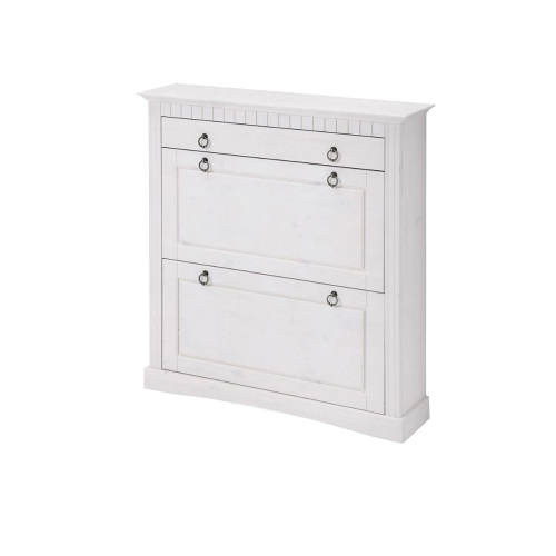 Dipriz Тумба для обуви Неаполь, 2 двери 1 ящик, сосна, 87х97х21 см, белый воск