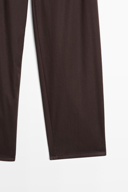 Massimo Dutti Плиссированные брюки из смесовой хлопковой ткани поплин, шоколадный