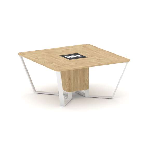 Steel Meet Стол переговорный квадратный KM-PR.B.SP-08 Тиквуд Светлый/Графит Глянец/Металл Белый 1600