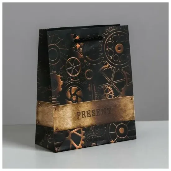 Пакет подарочный ламинированный вертикальный, упаковка, «Steel», S 12 х 15 х 5.5 см