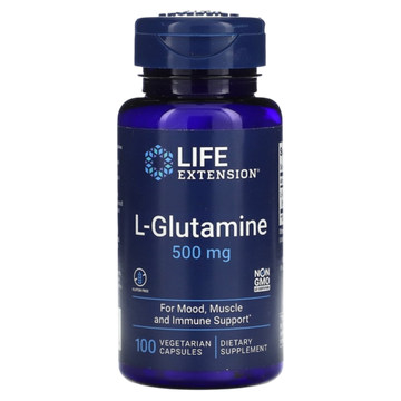 Life Extension L-Glutamine 500 mg 100 Veg Caps , Глютамин