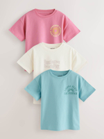 Футболка для девочки Next AG5-836, 3 шт., Розовый, Голубой, Белый