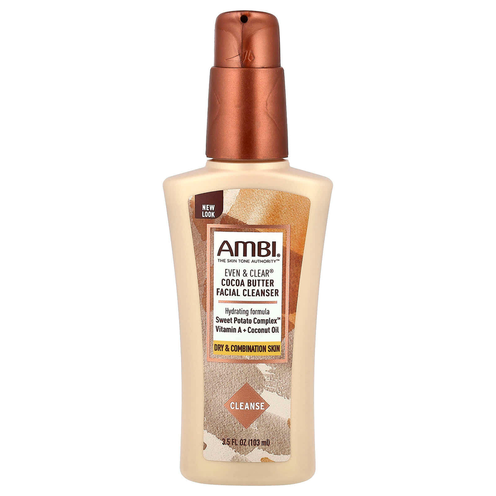 AMBI, Even & Clear®, очищающее средство для лица с маслом какао, без отдушек, 103 мл (3,5 жидк. Унции)
