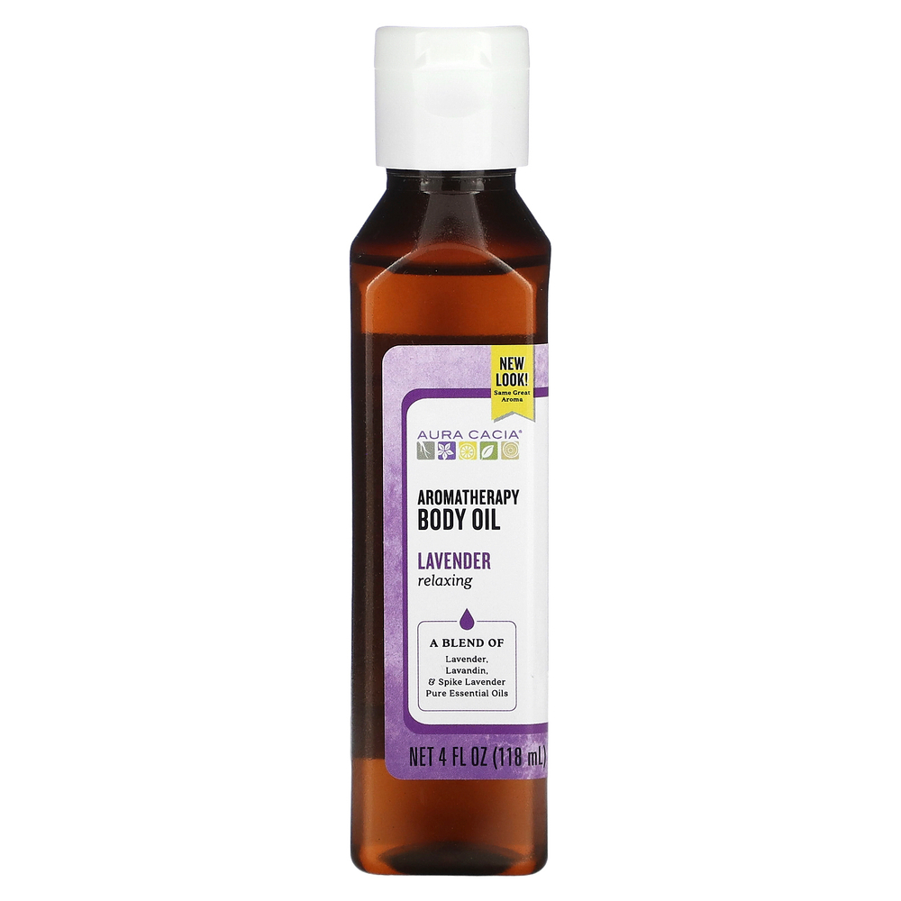 Aura Cacia, Масло для тела с эффектом ароматерапии, успокаивающая лаванда, 4 жидкие унции (118 мл)