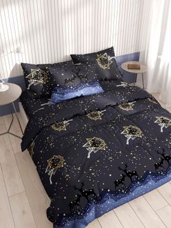 Простынь на резинке Полисатин Мечта "Звездный олень" 140x200 см