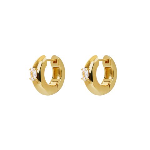 Stone Orb Hoops - Gold