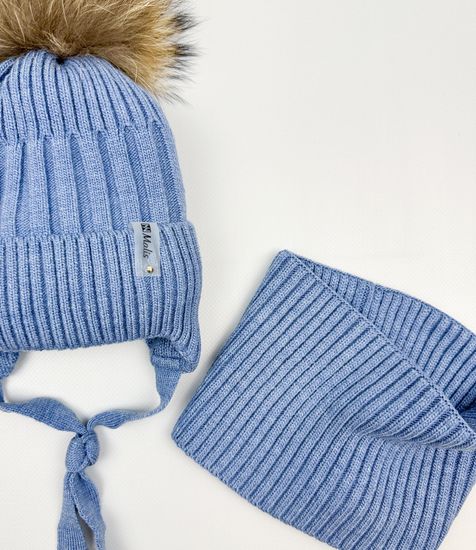 Шапка зимняя со снудом, Джинс