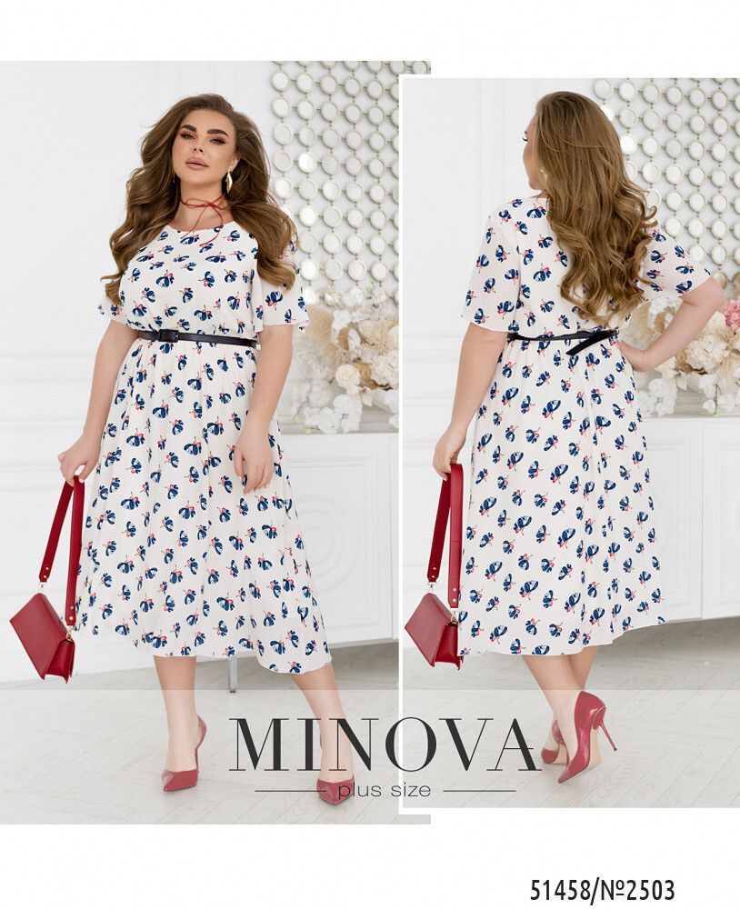 Платье 2503-кремовый-синий Minova