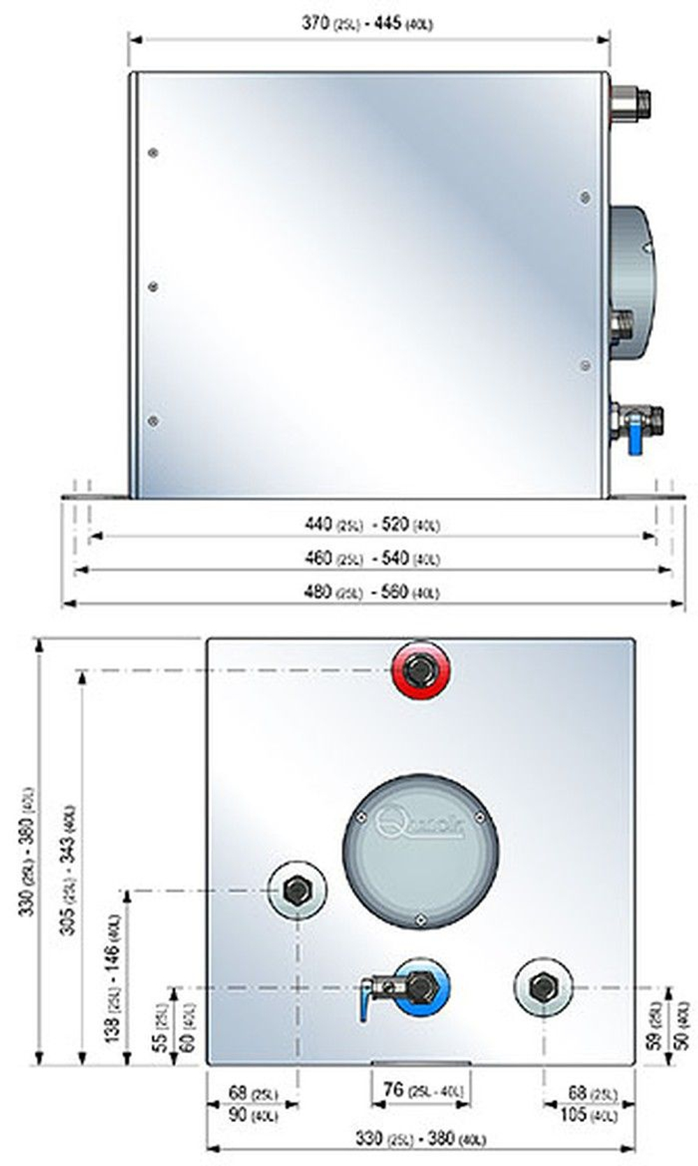 Бойлер, 25 л, 1200 Вт, квадратный, с теплообменником. (10236312)
