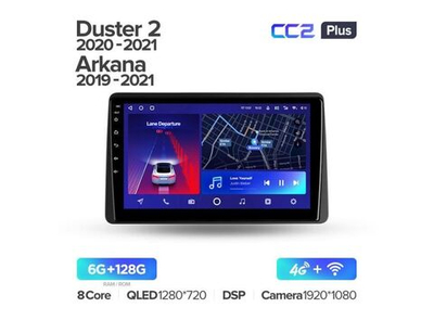 Магнитола Teyes CC2 Plus 6-128 Renault Duster/Arkana 2019-2021/ LADA Largus 2021 10.2" (F2)