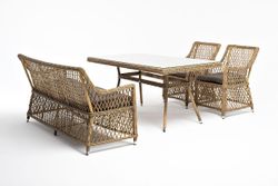 "Катания" обеденная группа плетеная на 4 персоны, цвет соломенный
